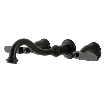 Kingston Brass KS3120KL Two-Handle Wall Mount Bathroom Faucet, Matte Black KS3120KL